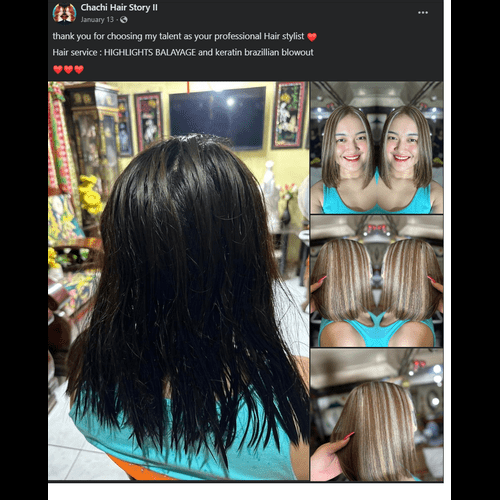 Highlights Balayage and Keratin Brazilian Blowout