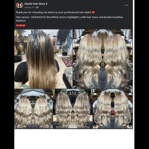Highlights Balayage (micro highlights) with Hair Toner and Keratin Brazilian Blowout Sample 2