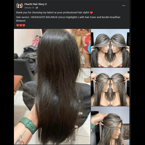 Highlights Balayage (micro highlights) with Hair Toner and Keratin Brazilian Blowout Sample 3