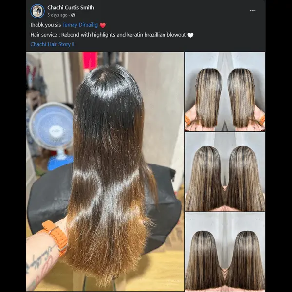 Rebond with Highlights and Keratin Brazilian Blowout sample 1