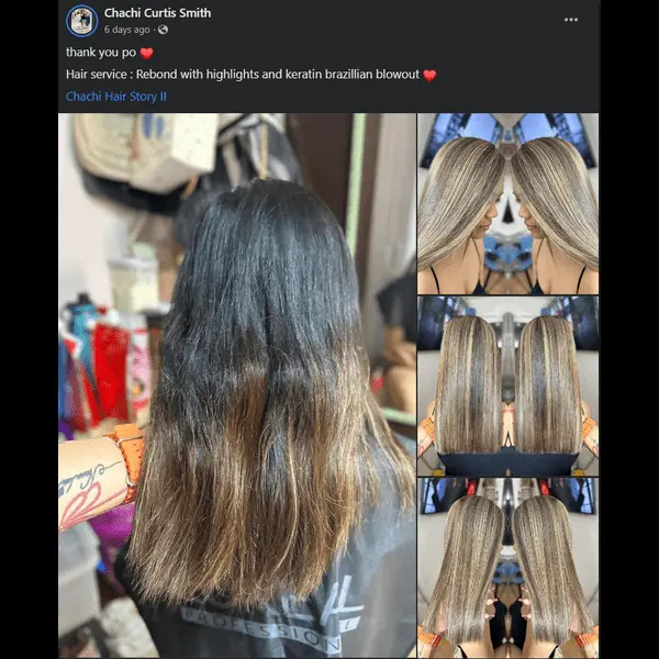 Rebond with Highlights and Keratin Brazilian Blowout sample 2