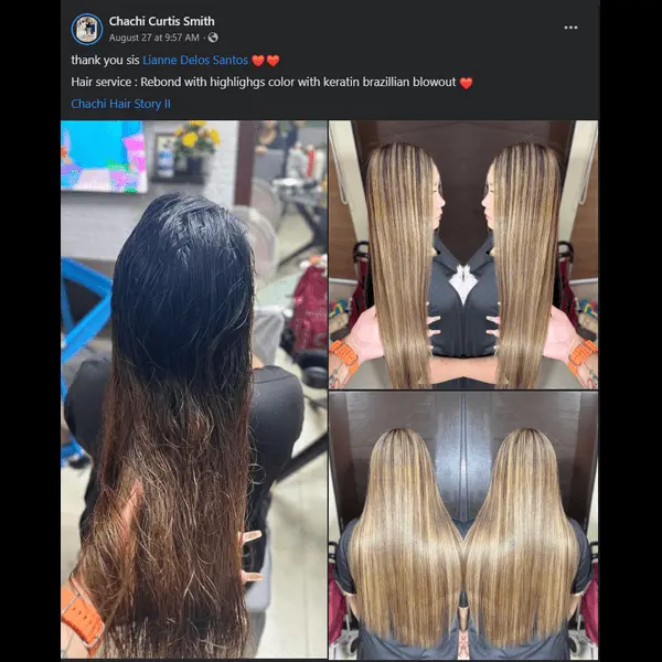 Rebond with Highlights and Keratin Brazilian Blowout sample 3