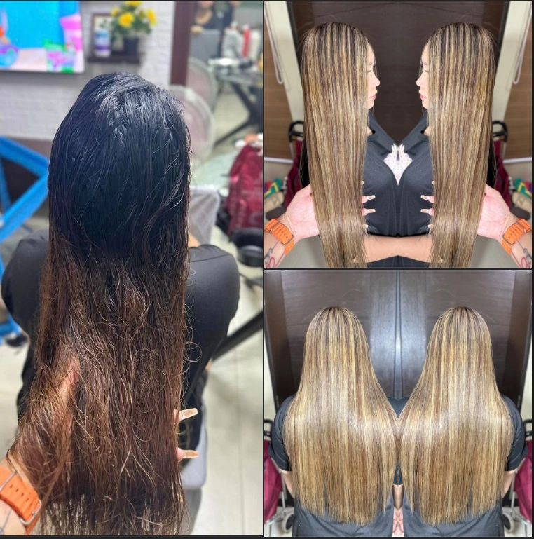 Before and After Rebond with Highlights