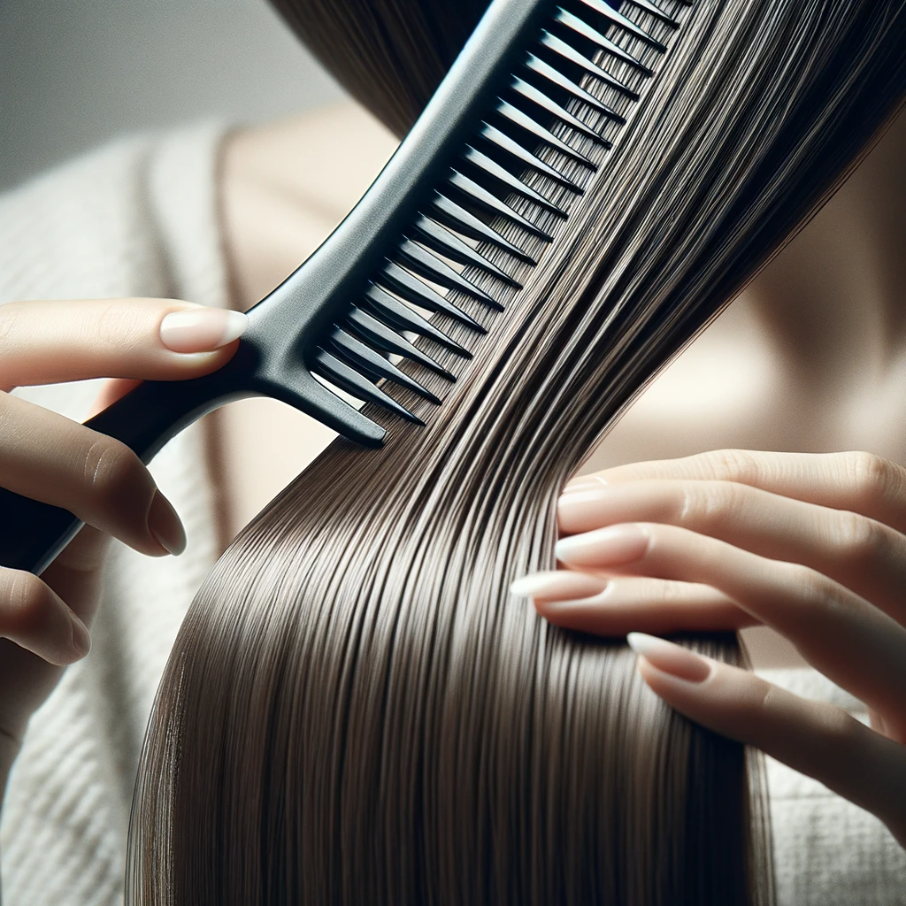 Brushing Hair with Large Wide tooth Comb